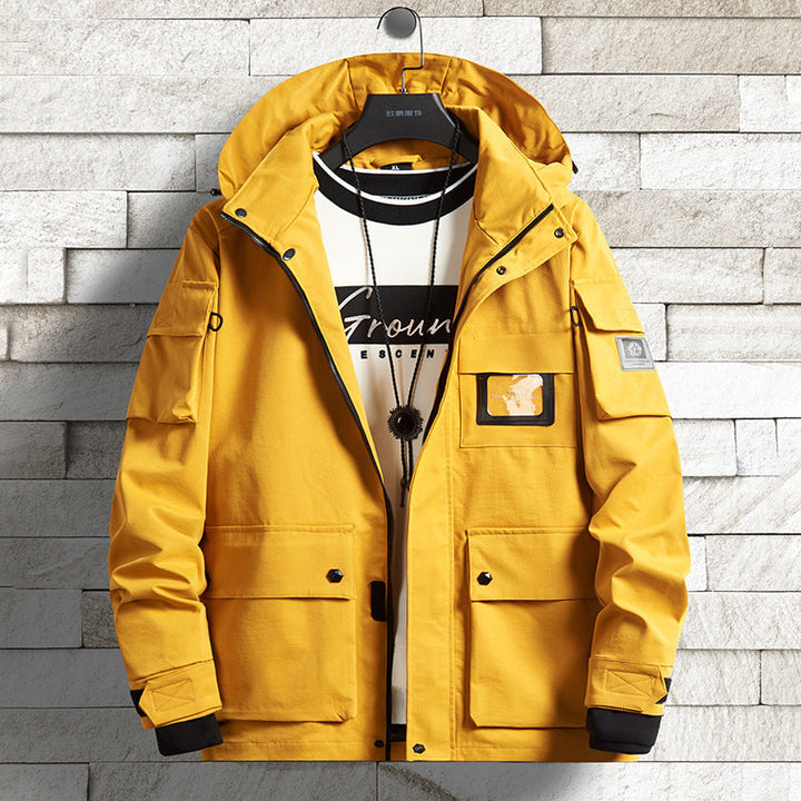 Herr urban Tech parka med huva, flerafunktionell fickor och värmande isolering