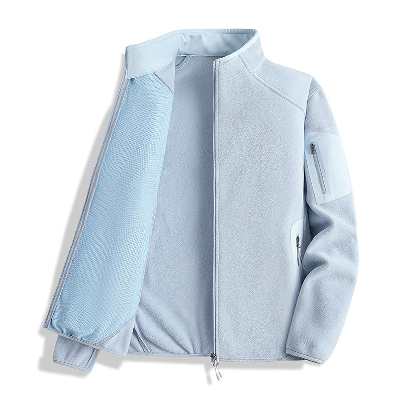 Herr Fleece Jacka med Stående Krage och Softshell Inserts