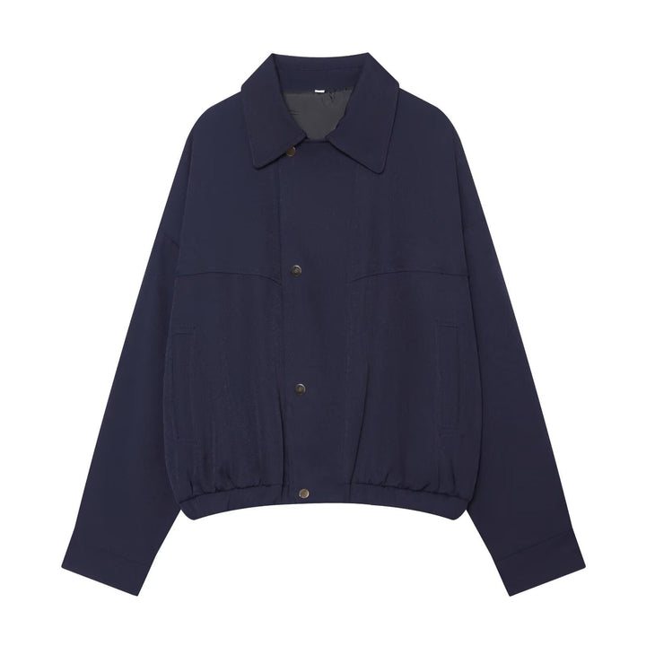 Dam Kort Skärning Utility Blouson Jacka med Drawstring Waist och Patch Fickor