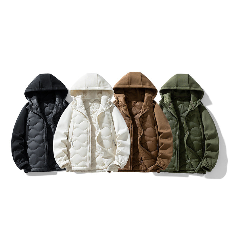 Herr Fodrad Hybrid-Steppjacke med Huva och Fleeceärmeln