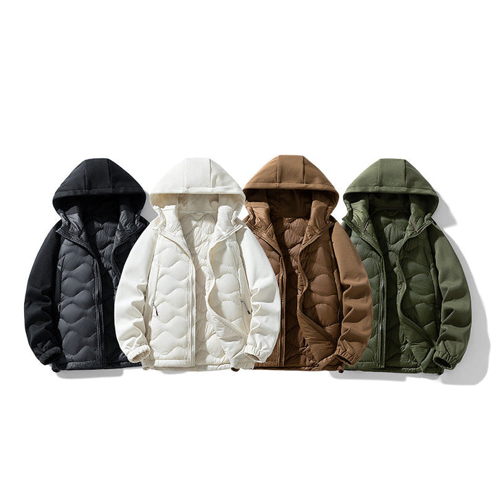Herr Fodrad Hybrid-Steppjacke med Huva och Fleeceärmeln