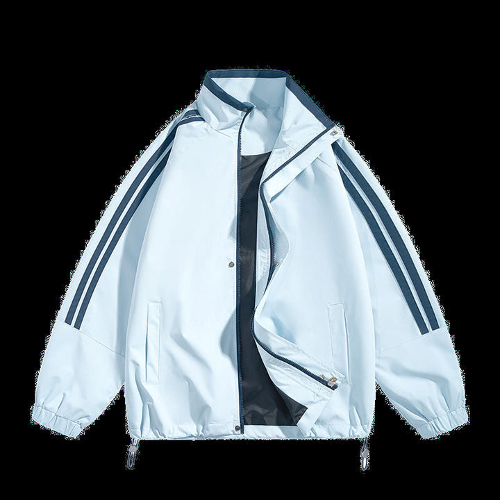 Unisex oversized retro athletic shell jacka med stand krage och dual ärm stripes