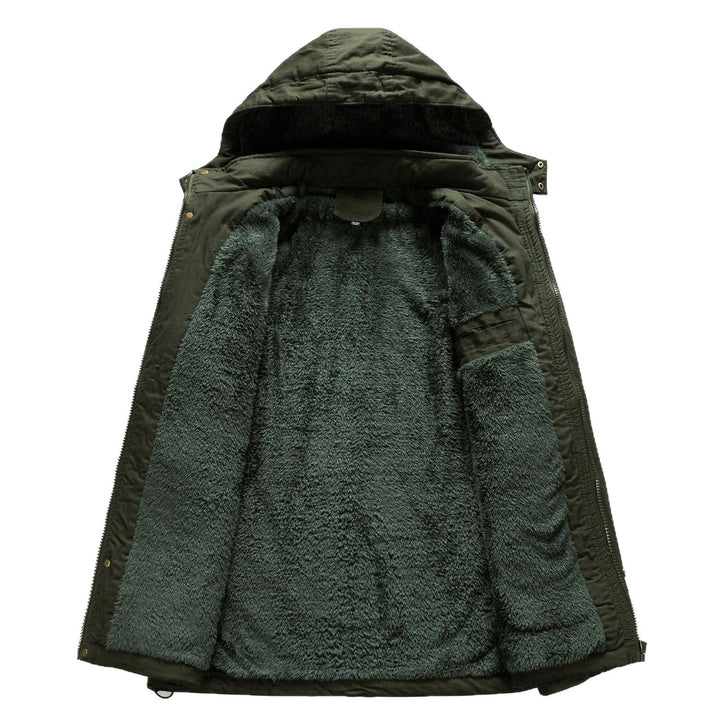 Herr Canvas Parkas med Sherpa Foder, Extended Skärning och Funktion Arm Ficka