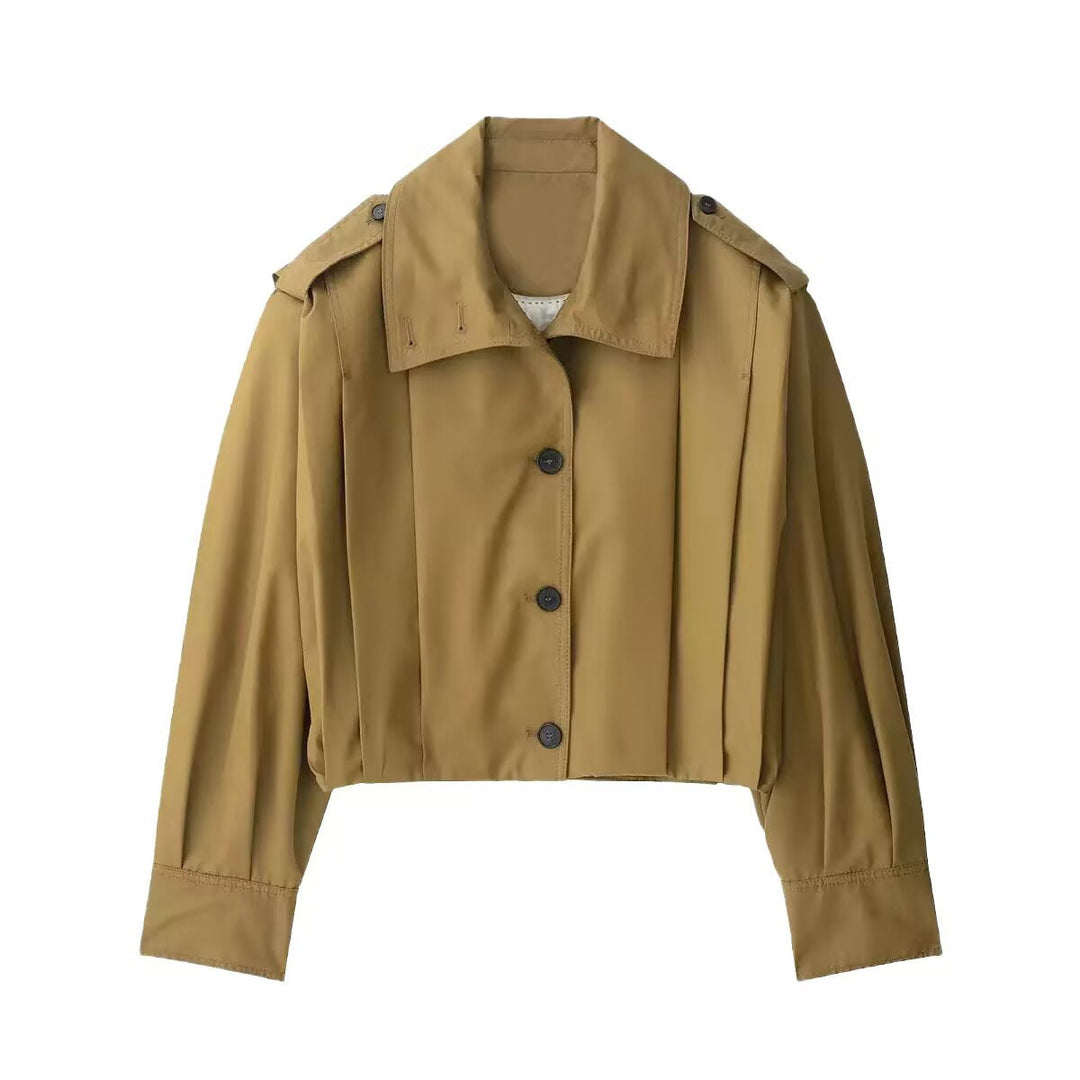 Dam kort Boxy trenchcoat med Pleat Overlay och Epaulettes