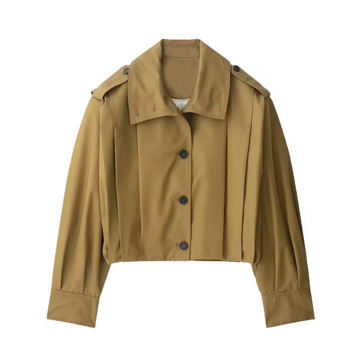 Dam kort Boxy trenchcoat med Pleat Overlay och Epaulettes