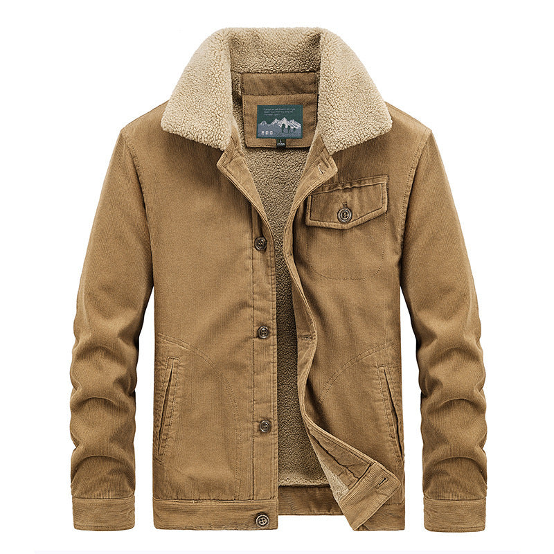 Herr Bomull Manchester Jacka i Worker Blouson med Warming Sherpa Foder