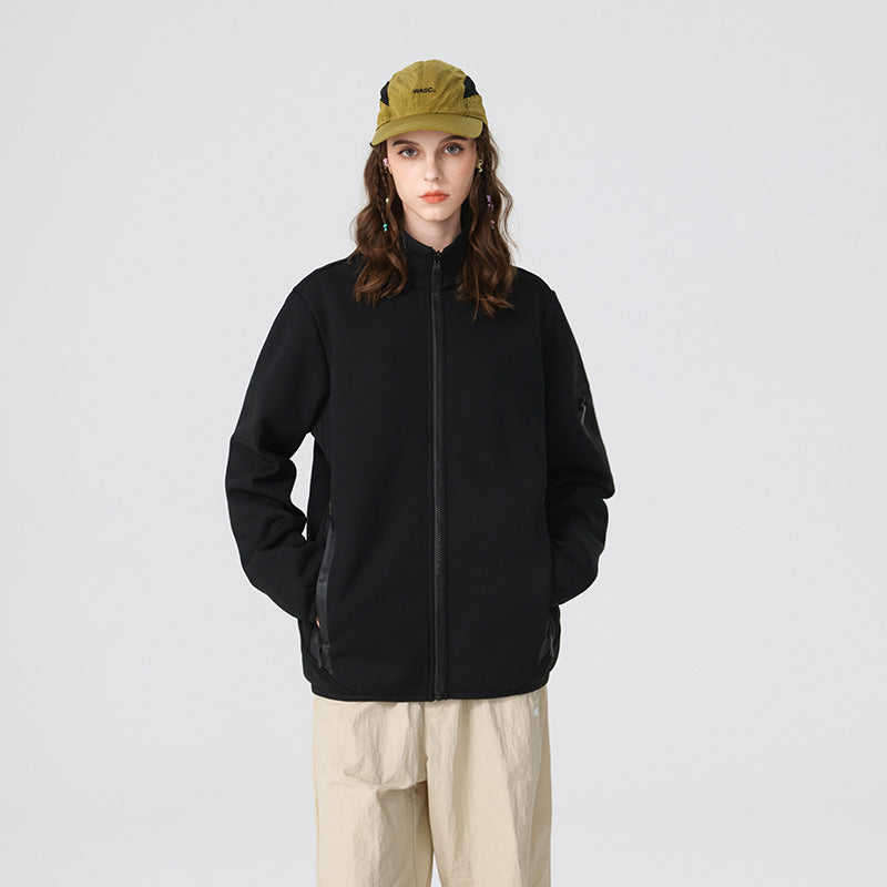 Herr Lätt Softshell Fleece Jacka med Ståkrage, Hel Dragkedja och Arm Ficka