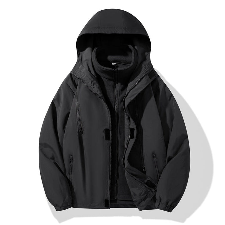 Herr Two-Piece Hybrid med huva Jacka med integrerad fleecefoder och dold dragkedjas
