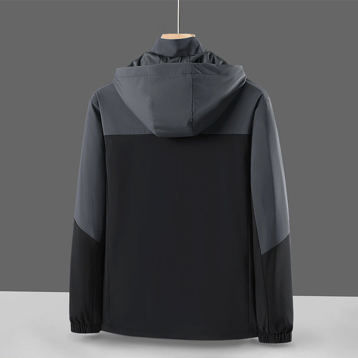 Herr lätt softshell Windbreaker med huva, vattenavvisande Membran och fickor med dragkedja