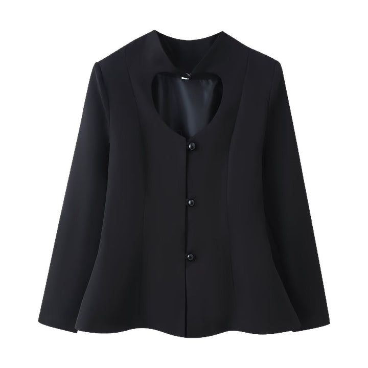 Dam Kort Tailored Jacka med Heart-Shaped Skärning-Out och Peplum