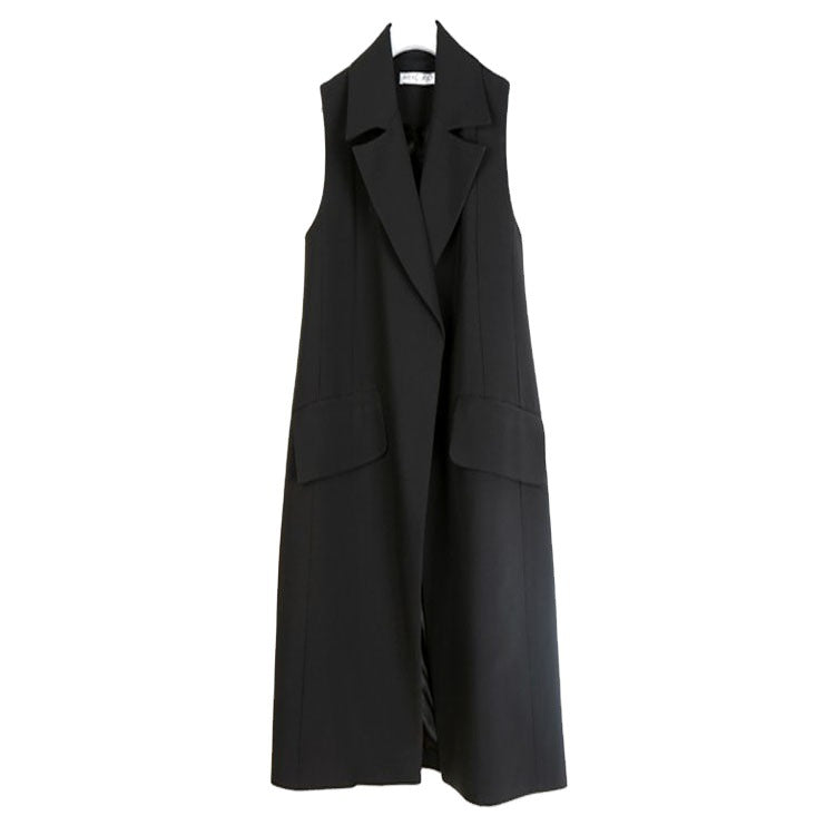 Dam ärmlös A-Line lång väst in oversize Tailoring med Shawl krage