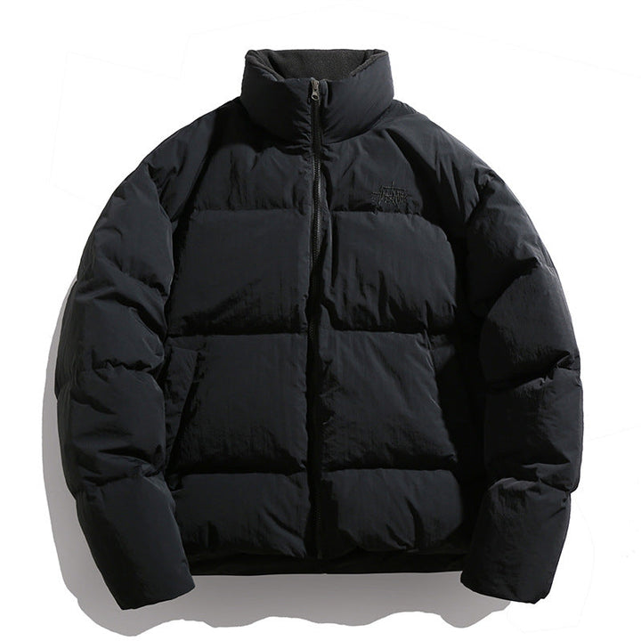 Dam Kort Skärning Down-Look Quiltad Jacka med Hög Stå Krage och Fleece Foder