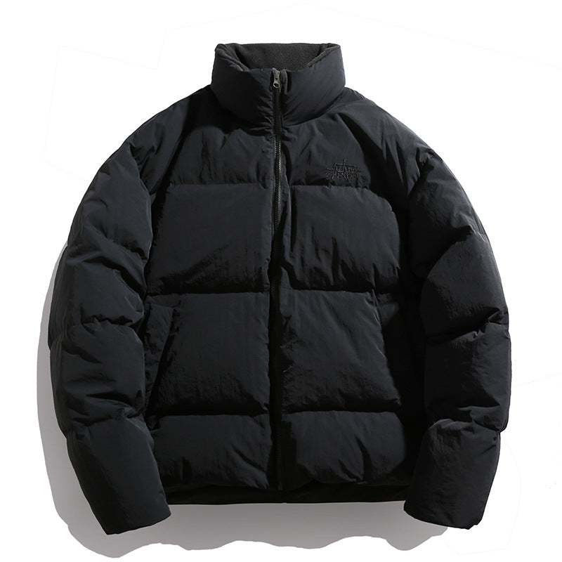 Unisex Kort Vadderad Quiltad Jacka med Hög Stå Krage