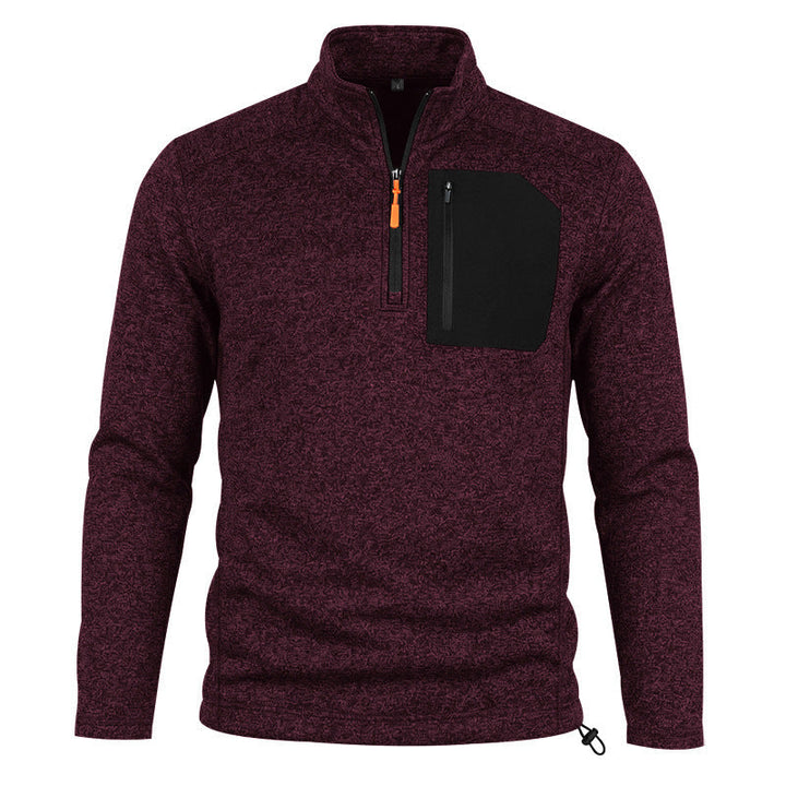 Herr Outdoor Fleece Pullover med Halv Dragkedja och Bröstficka
