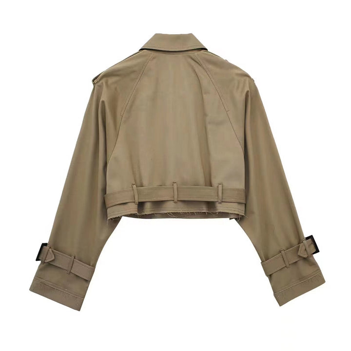 Dam kort trenchcoat med midjebälte, Epaulettes, och justerbar ärm Straps