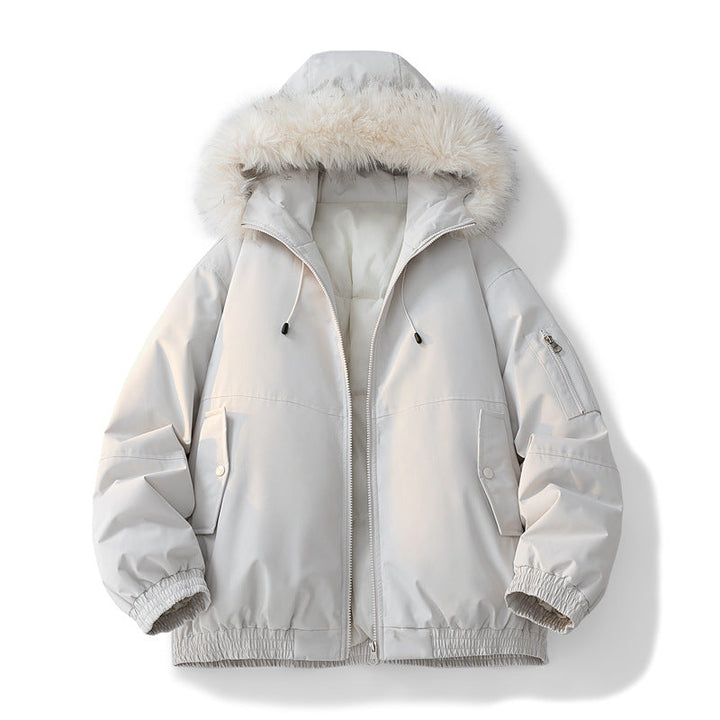 Dam Modern Vinterjacka med Avtagbar Faux Fur Krage