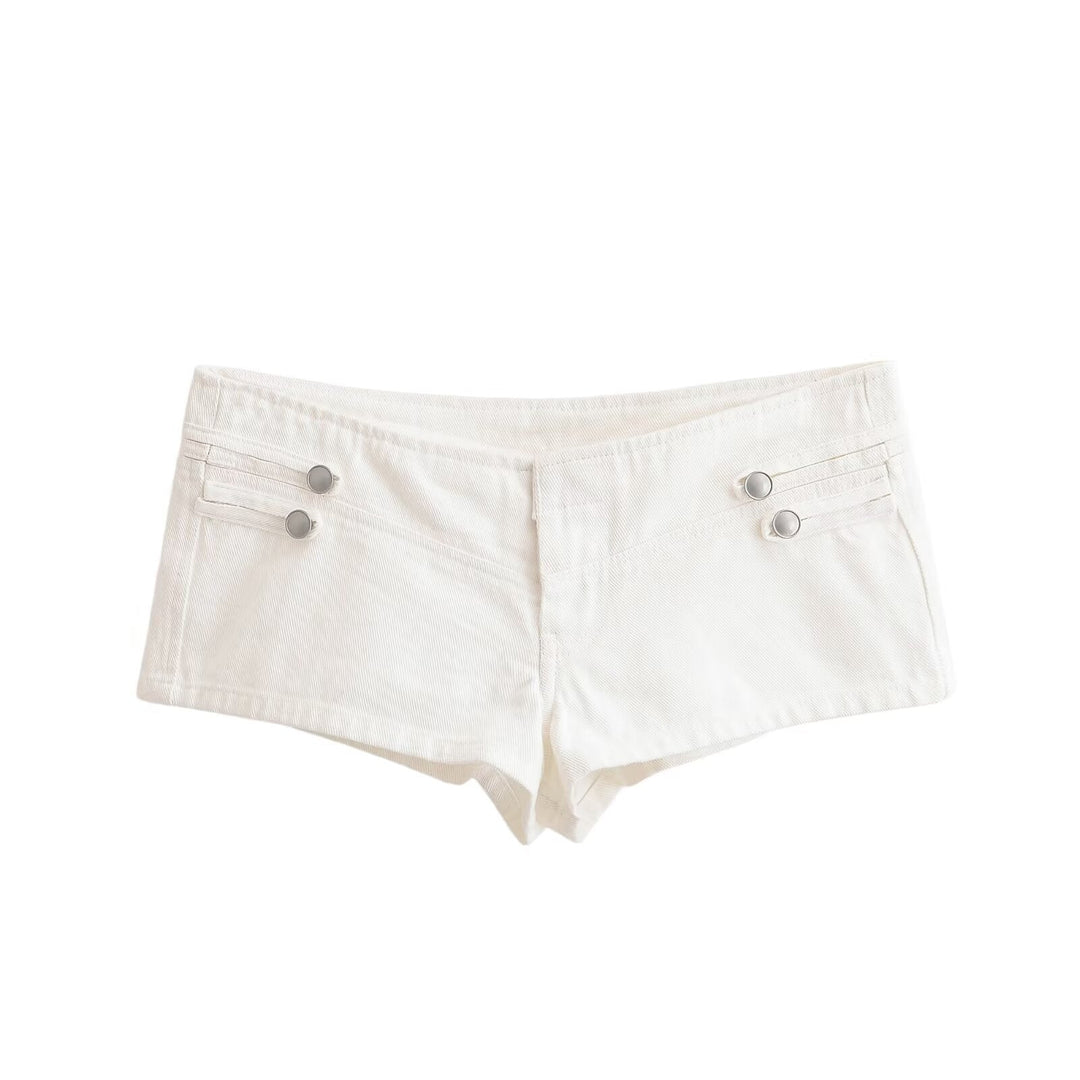 Dam Denimjacka i Military Stil med Stå Krage och Dekorativ Knapp Plackets