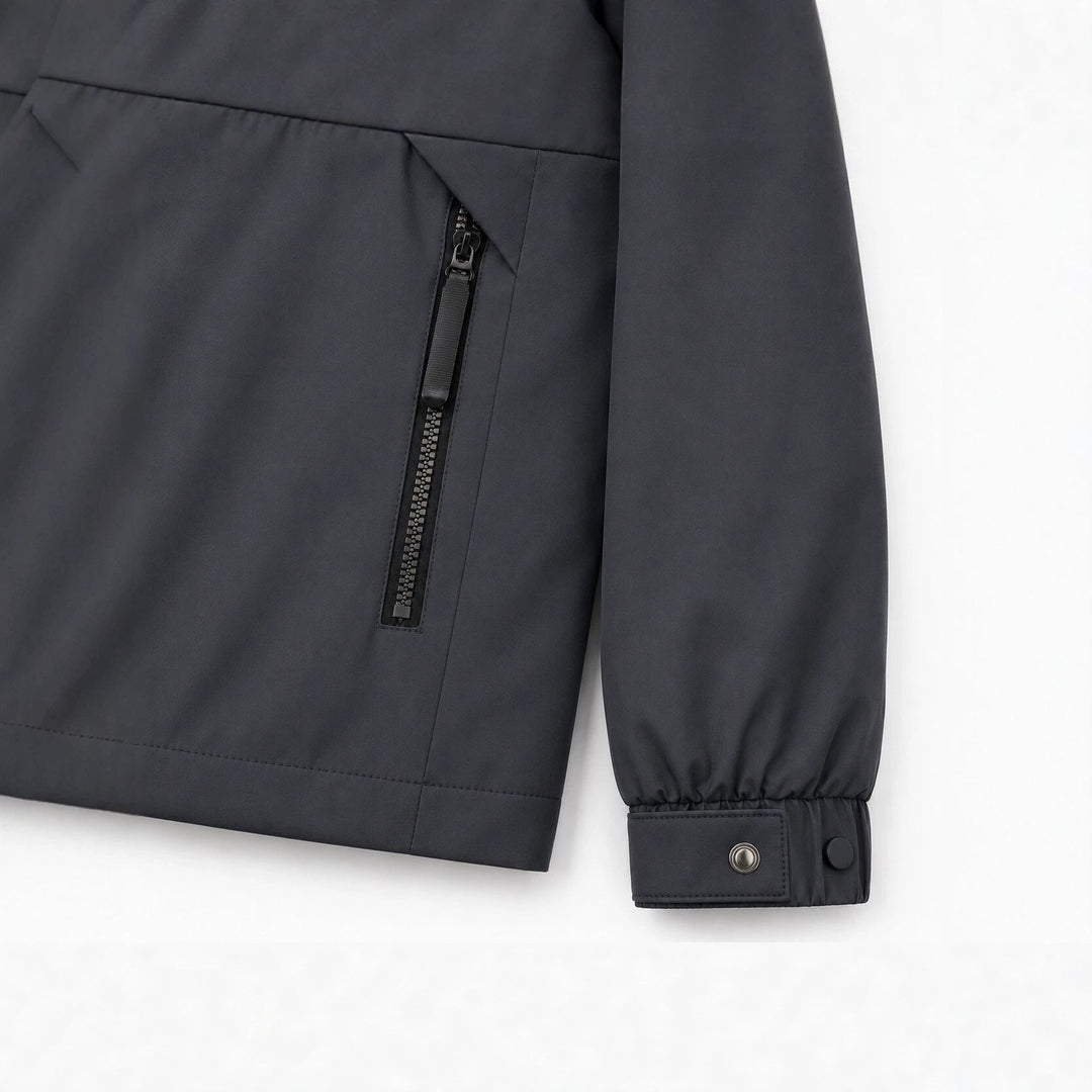 Herr lätt vindtät softshell med huva jacka med rutig lined huva