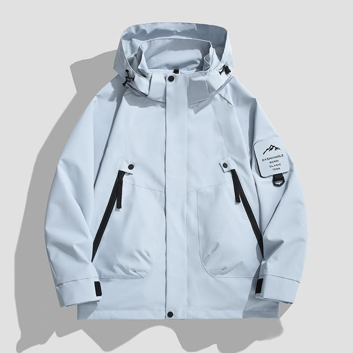 Herr Vattentät Utility Softshelljacka med Huva, Diagonal Dragkedjefickor och Justerbar Ärm Straps