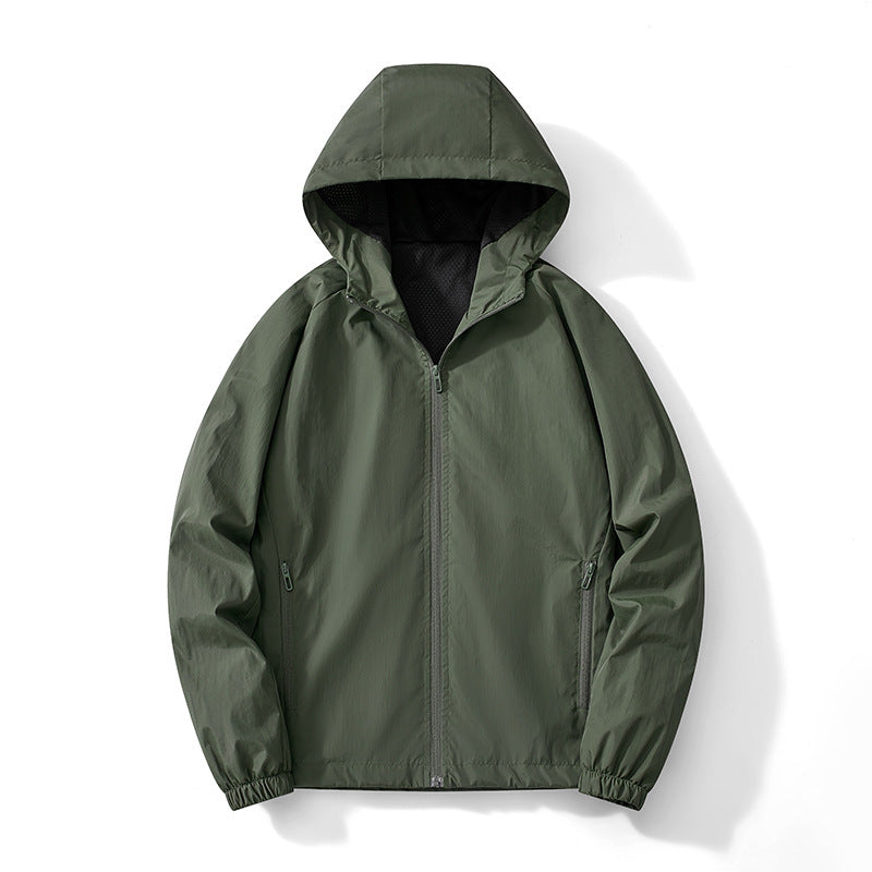 Herr Ultralight med huva Windbreaker med ventilerande meshfoder och dold dragkedja