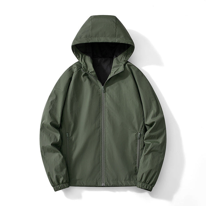 Herr Ultralight med huva Windbreaker med ventilerande meshfoder och dold dragkedja