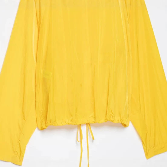 Dam Lätt Oversize Utilityjacka med Drawstring Waist, Stå Krage och Balloon Ärmar