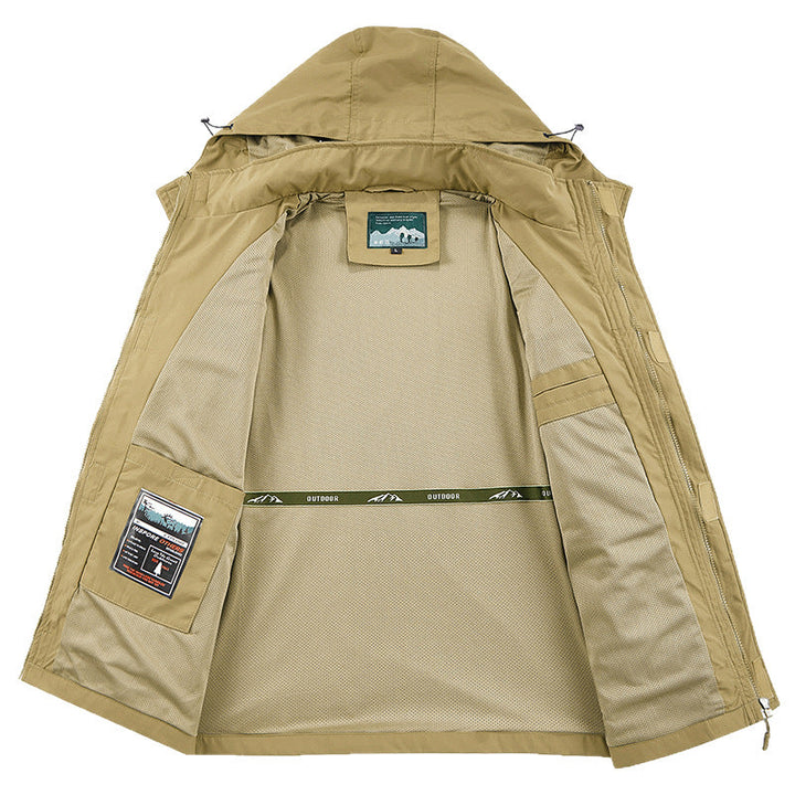 Herr Fält Utility Utomhus Jacka med Huva, Multi-Pockets och Mesh Foder