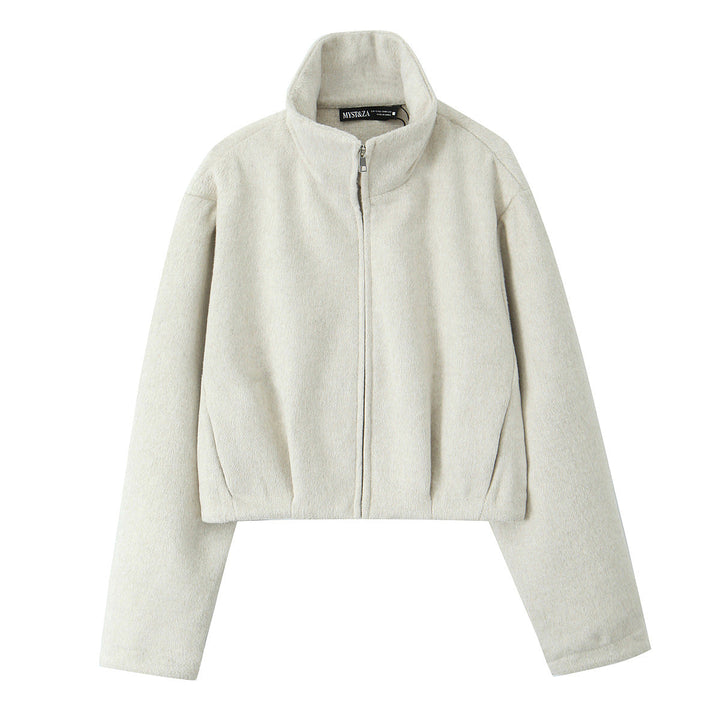Dam Boxig Fleece Jacka med Ståkrage och Concealed Dragkedja