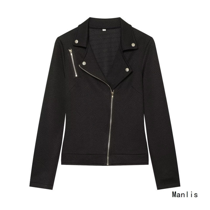 Dam Structured Biker Blazer med Asymmetrisk Dragkedja och Silver Details