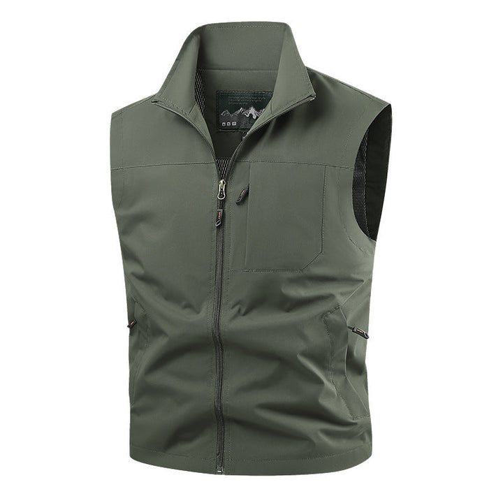 Herr Softshell Taktisk Väst med Andningsbar Mesh Foder och Dragkedja Fickor
