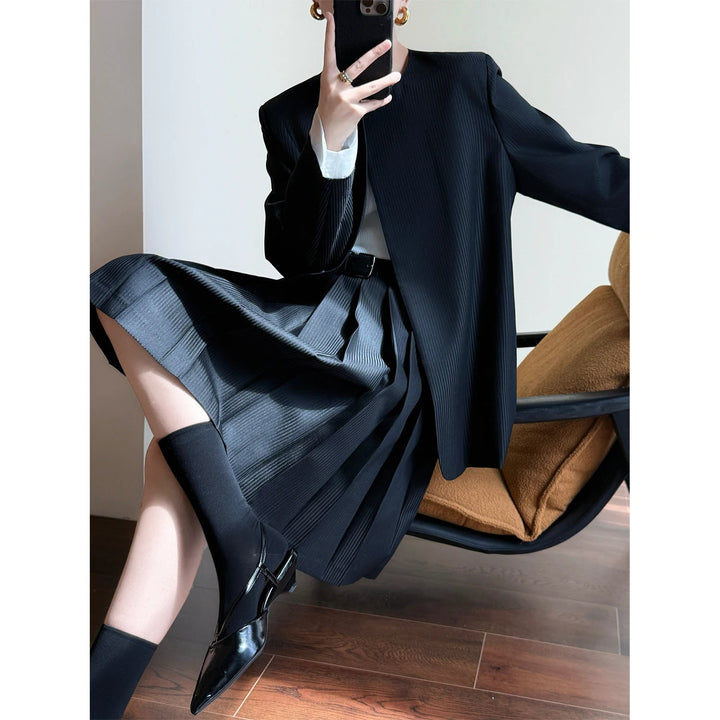 Dam elegant Pleated jacka Drune