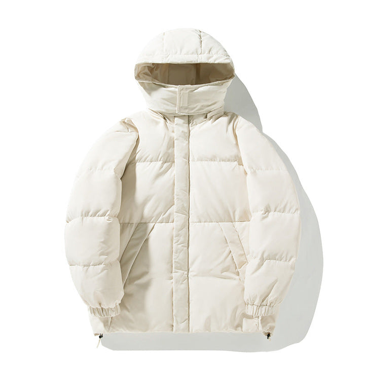 Unisex Down-Look med Huva Parka med Hög Chin Skydd, Dold Dragkedja och Drawstring