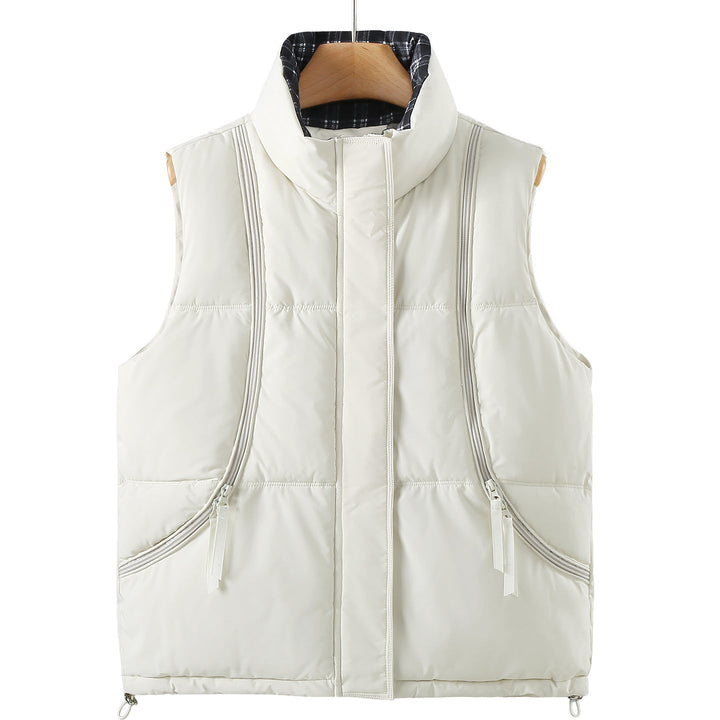 Dam quiltad thermal väst med high ståkrage, side dragkedja fickor, och adjustable fåll