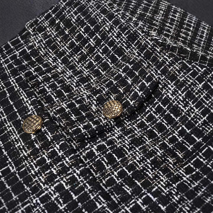 Dam Boucle tweed jacka med dekorativ knappar och Boxy kort silhuett