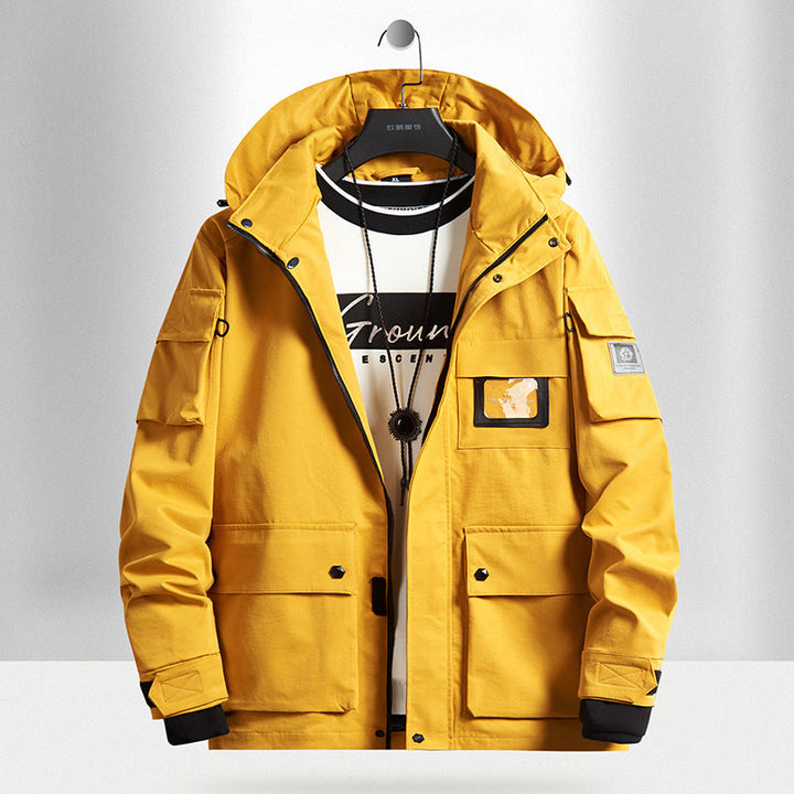 Herr urban Tech parka med huva, flerafunktionell fickor och värmande isolering