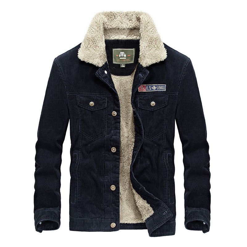 Herr Manchester Trucker Jacka med Teddyfoder och Patch Breast Fickor