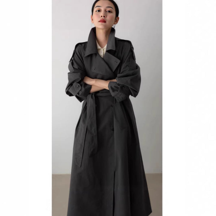 Dam Oversize Maxi trenchcoat med midjebälte och dubbel knäppning
