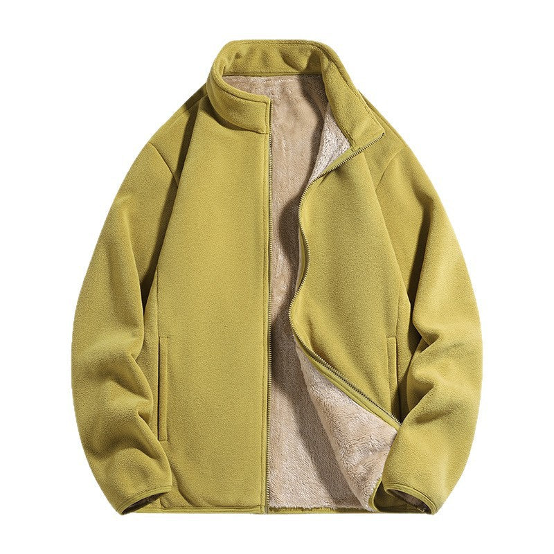 Herr Termisk Fleece Jacka med Mjuk Sherpa Foder och Stående Krage