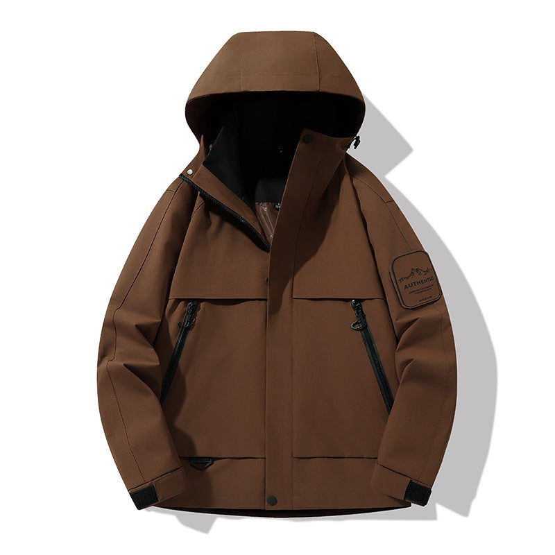 Herr Multifunctional Vattentät Softshell Regnjacka med Uttagbar Fleece Inre Jacka