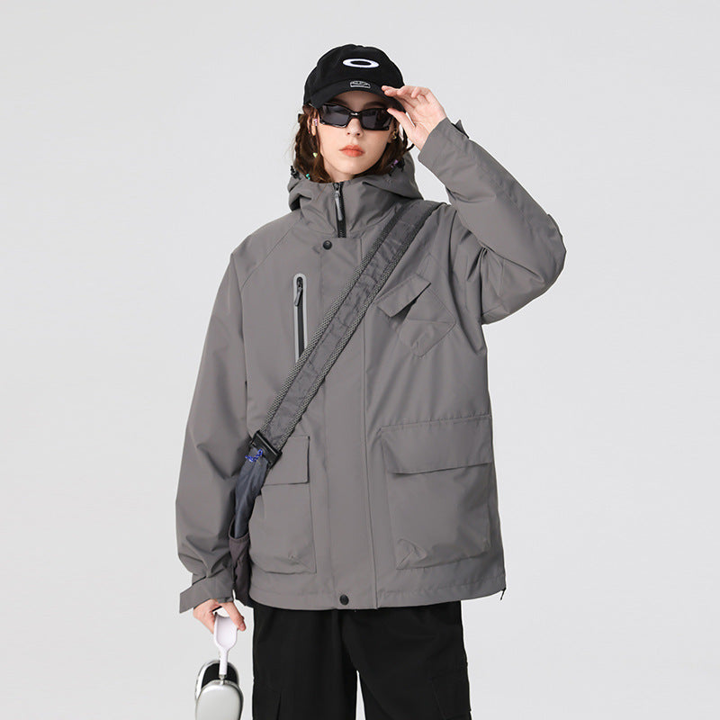 Herr Teknisk Regn Softshell Jacka med Huva, Tätad Sömmar och Taktisk Fickor