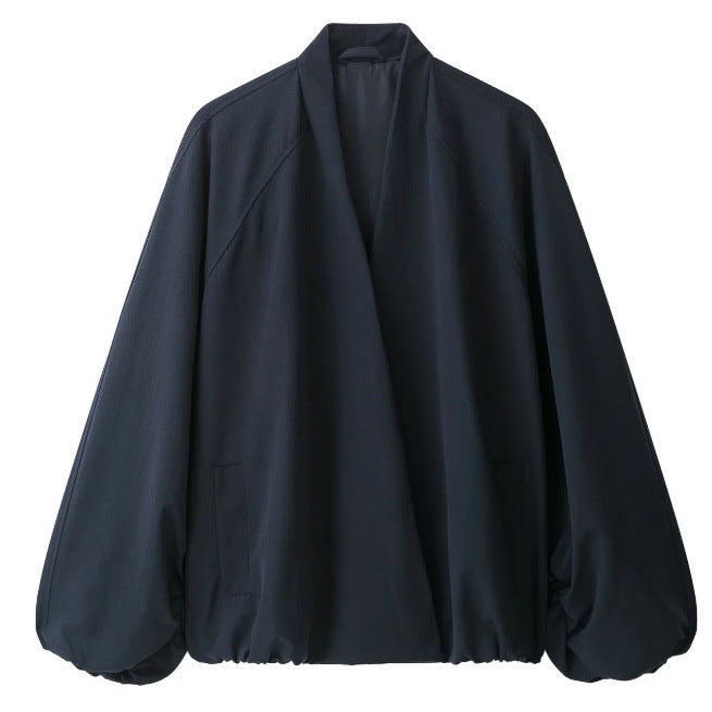 Dam Oversize Kimono Jacka med Voluminous Balloon Ärmar och Elastic Nederkant