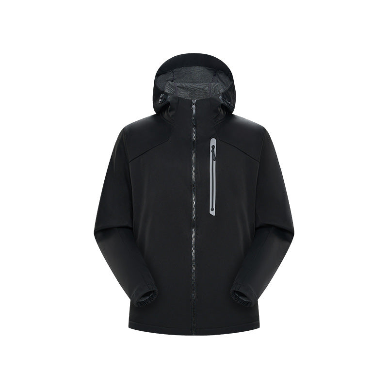Herr Vattentät Softshell Frilufts Jacka med Justerbar Huva, Welded Dragkedjor och Reflekterande Bröstficka Drune