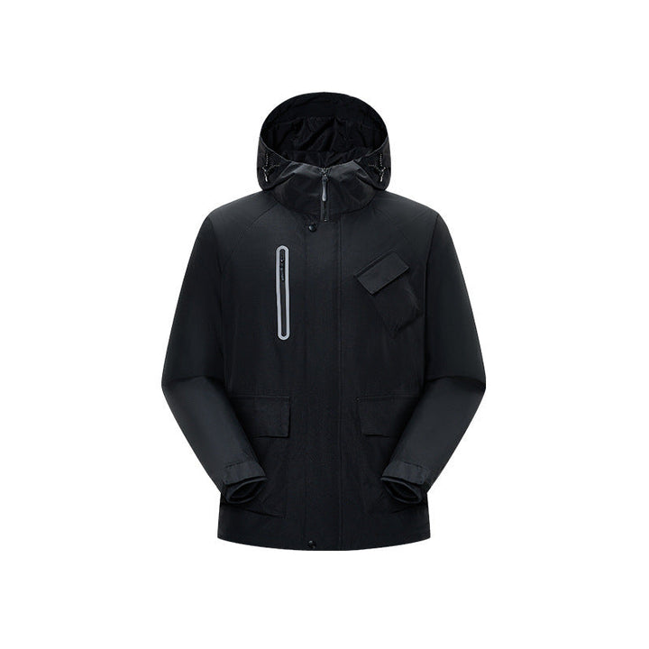 Herr Teknisk Regn Softshell Jacka med Huva, Tätad Sömmar och Taktisk Fickor