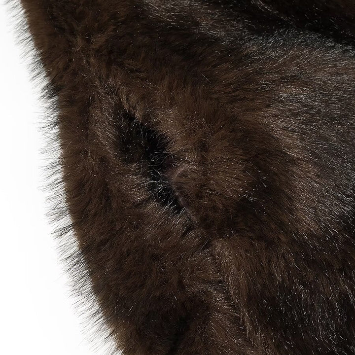 Dam kort skärning Faux Fur kappa med Shawl krage och Straight skärning