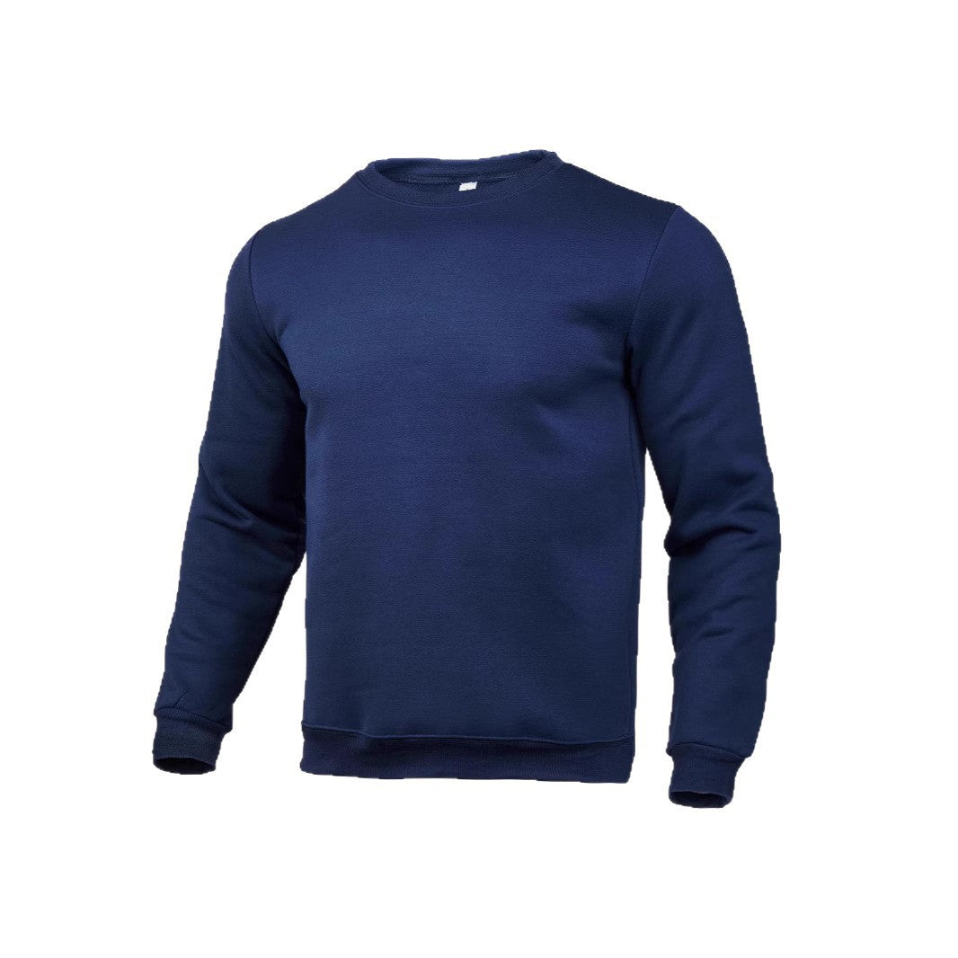 Herr Nan Klassisk Round Neck College-Tröja med Mjuk Fleece Inner Foder, Ribbad Fåll, och Reinforced Sömmar