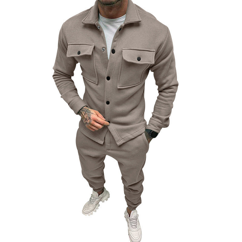 Herr Funktion Overshirt Tillverkad av French Terry med Lockfickor och Tryckknappsstängning