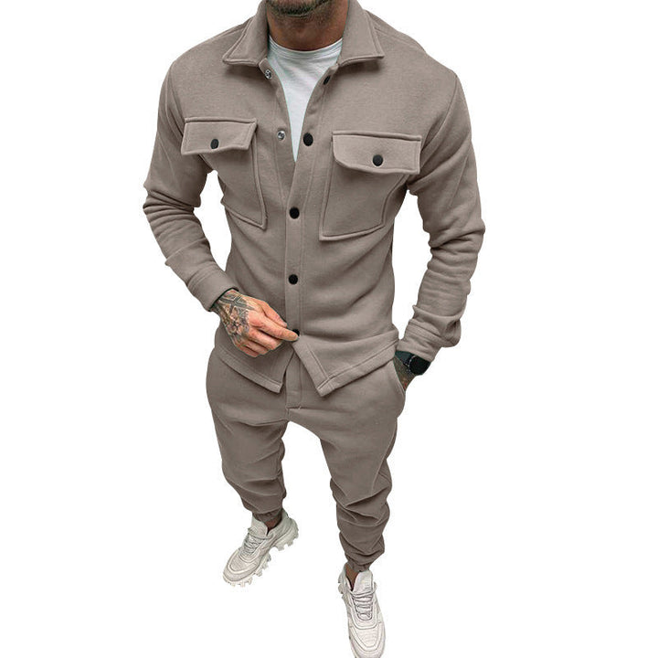 Herr Funktion Overshirt Tillverkad av French Terry med Lockfickor och Tryckknappsstängning