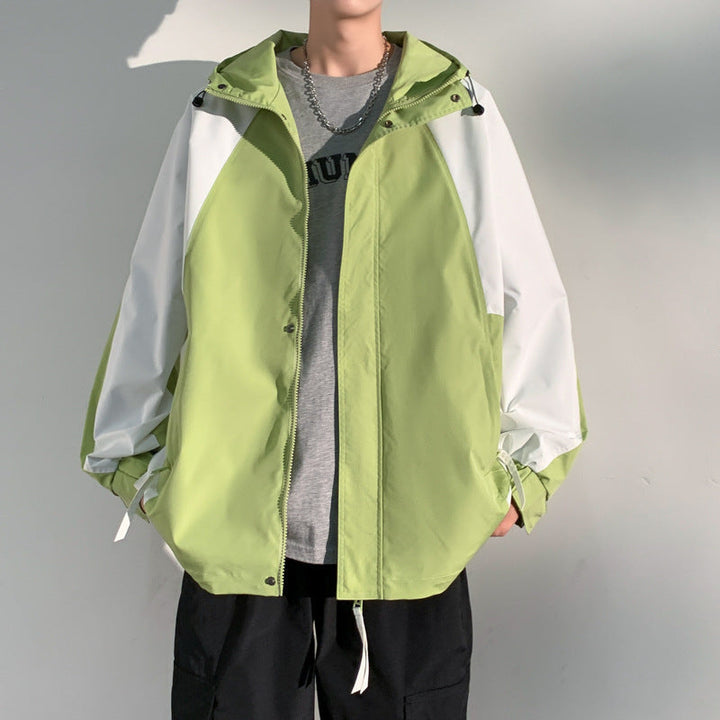 Herr two-lager softshell overlay jacka med huva, vind och vatten avvisande membran och justerbar fåll