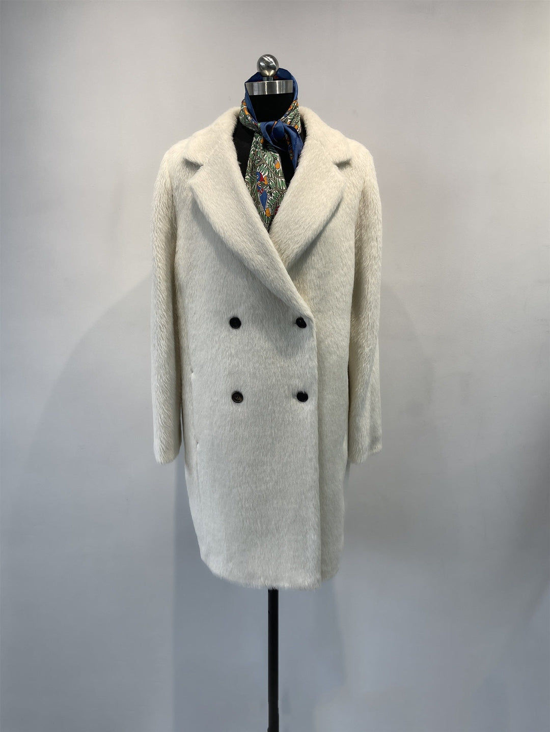 Dam lyxig mjuk Faux Fur Double-Breasted kappa