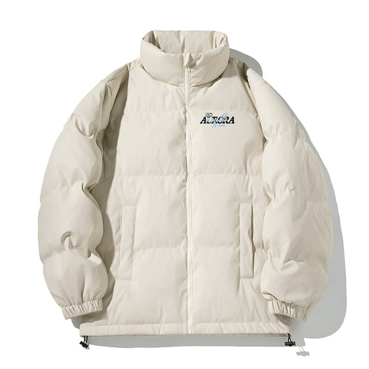 Unisex Isolerad Vadderad Jacka i Minimalistisk Boxig Skärning med Hög Stå Krage, Dold Dragkedja, och Drawstring Nederkant